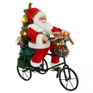 45cm santa claus sitting on tricycle lighting christmas decoration figurine collection fabric holiday festival custom item