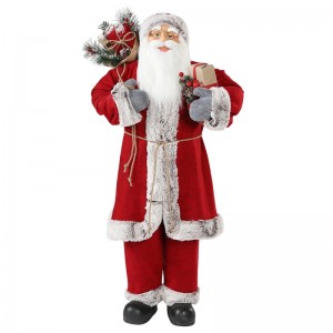 30~110cm Christmas Standing Santa Claus with gift bag Ornament Decoration Festival Holiday Figurine Collection Traditional Xmas