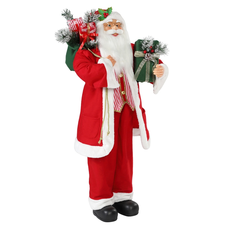 30~110cm Christmas Standing Santa Claus with Gift Bag Ornament Decoration Traditional Holiday Figurine Collection Xmas  series