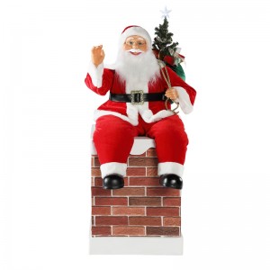 60/100cm Christmas Chimney Animated Santa Claus with Lighting Musical Ornament Decoration Figurine Collection Holiday K/D