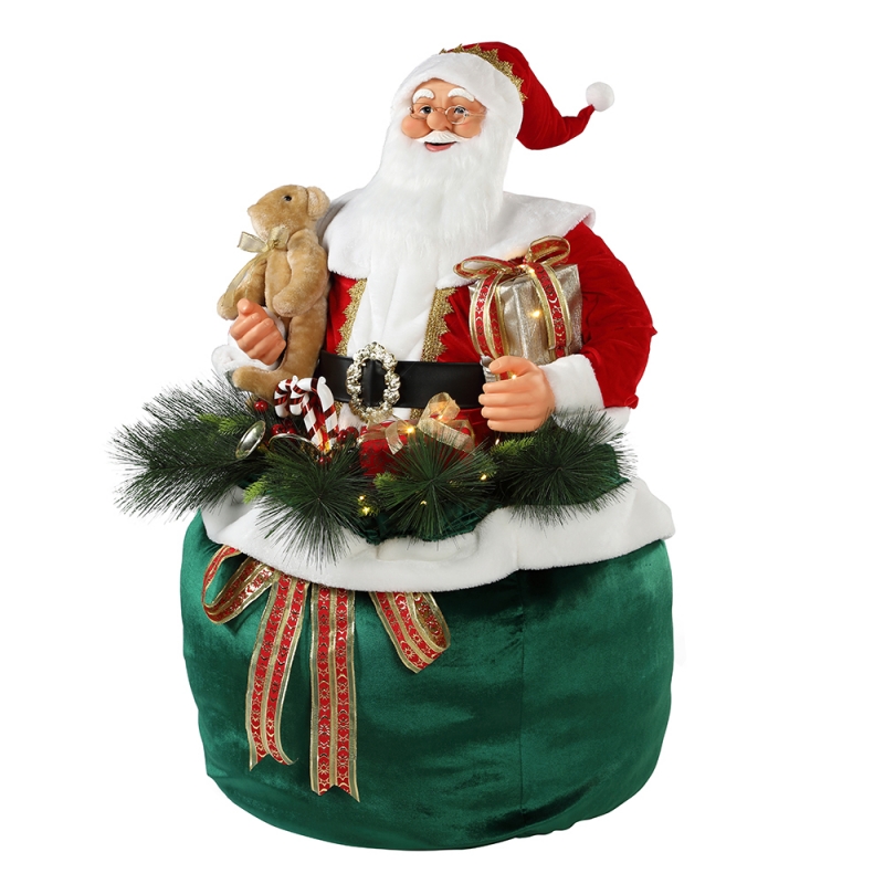 65/85/115cm Christmas Animated Santa Claus with Lighting Holiday Musical Ornament Decoration Figurine Collection Traditional