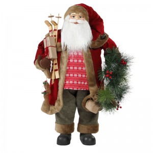 30~110cm Christmas  Standing  Santa Claus with wreath Ornament Decoration Traditional  Figurine Collection Xmas  series