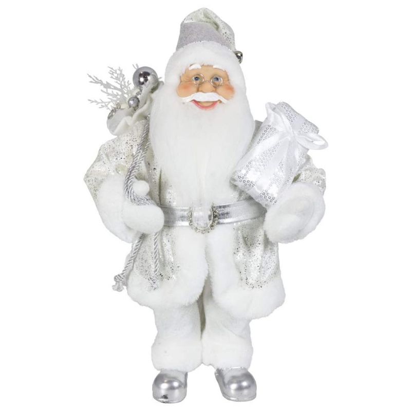 Noble 45cm Christmas decoration standing  Santa Claus in silver Xmas tree Ornaments supplies traditional Holiday Figurine