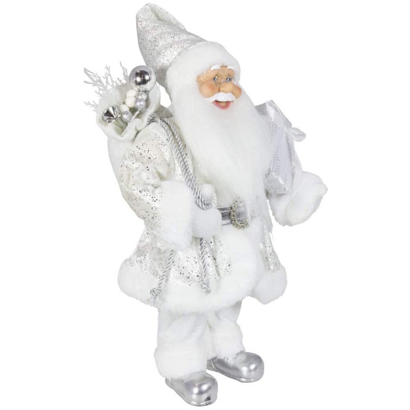 Noble 45cm Christmas decoration standing  Santa Claus in silver Xmas tree Ornaments supplies traditional Holiday Figurine