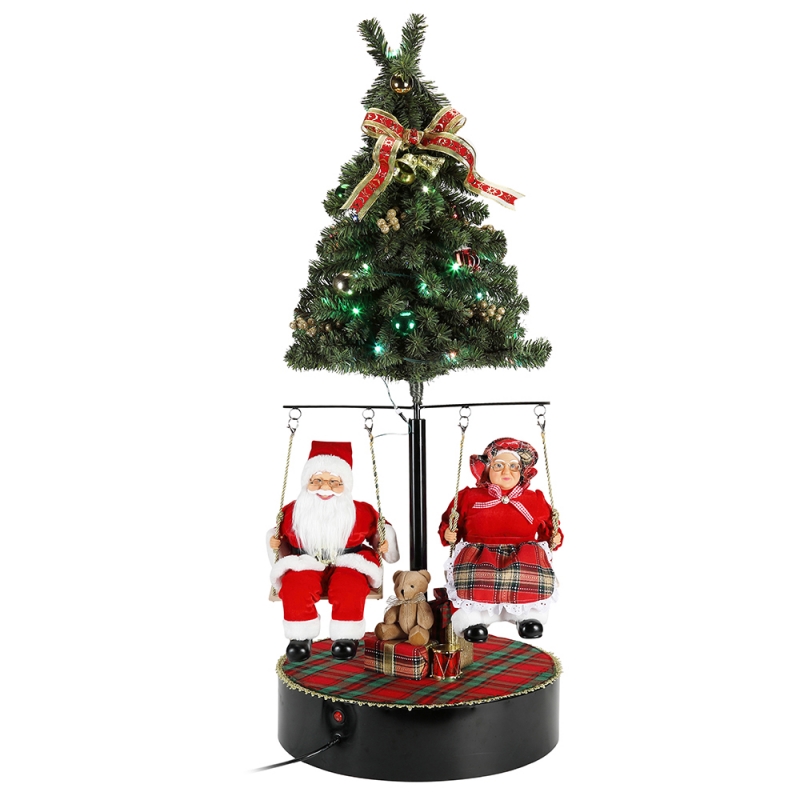 120cm Christmas Rotate the tree Santa Claus with Musical Ornament Decoration Festival Holiday Figurine Collection Traditional