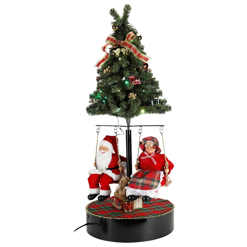 120cm Christmas Rotate the tree Santa Claus with Musical Ornament Decoration Festival Holiday Figurine Collection Traditional