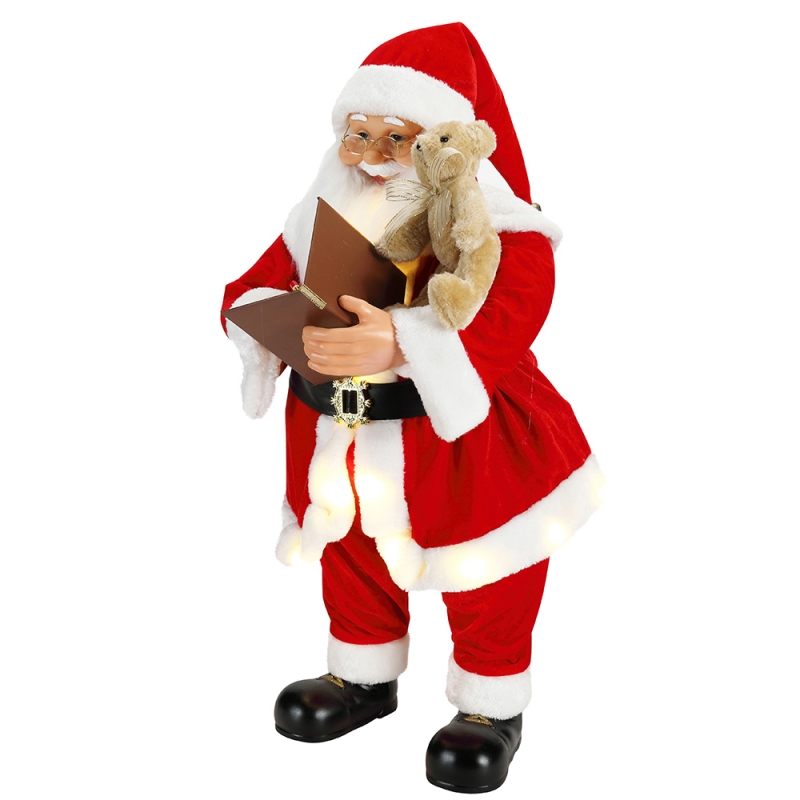 80cm Animated Christmas Writing Santa Claus with Lighting Musical Ornament Decoration Traditional  Holiday Figurine Collection