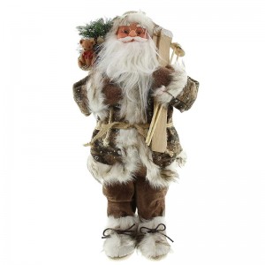 45CM standing Santa Claus holdig ski with gift christmas tree Decoration plastic Ornaments toys Holiday Figurine party supplies