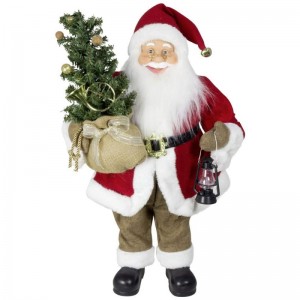 60CM HOT Sale Christmas Decoration figurine standing santa claus with tree indoor holiday Collection Ornament Doll Xmas gifts
