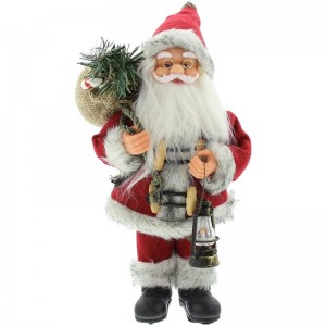 Noel 30CM Christmas Traditional Standing Santa Claus with kerosene lamp Ornament Decoration Holiday Figurines party supplies