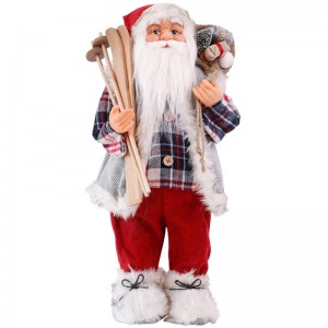 60CM  Christmas classical plush santa claus with ski Holiday and gifts Ornament  Figurine  party supplies Xmas tree decor toy