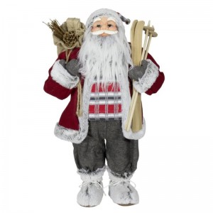 80cm Standing Santa Claus with  Gift Bag and ski Traditional Christmas  Party Decoration Figurine  Holiday ornament Santa