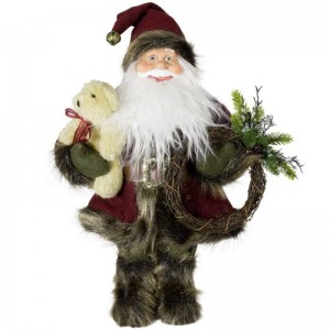 60cm Standing Santa with gift bag  pine cones tree branch Decoration Festival Holiday Figurine Collection vintage Santa Display