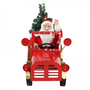 160cm Musical Animated  Santa Claus Sitting on Truck christmas ornaments Collection Holiday decoration figurine AC adapter