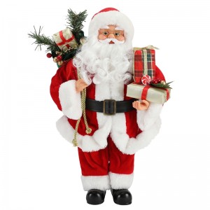 42cm christmas standing santa claus ornament decoration figurine collection fabric holiday festival xmas plush custom item