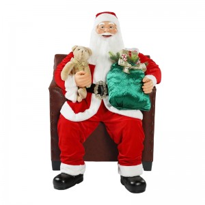 100cm Christmas Animated Sofa Santa Claus with Lighting Musical Ornament Decoration Traditional Holiday Figurine Collection