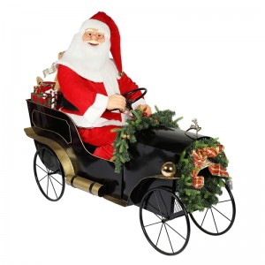 150cm sitting sleigh Santa Claus with Lighting Ornament Christmas Decoration Traditional Holiday Figurine Collection