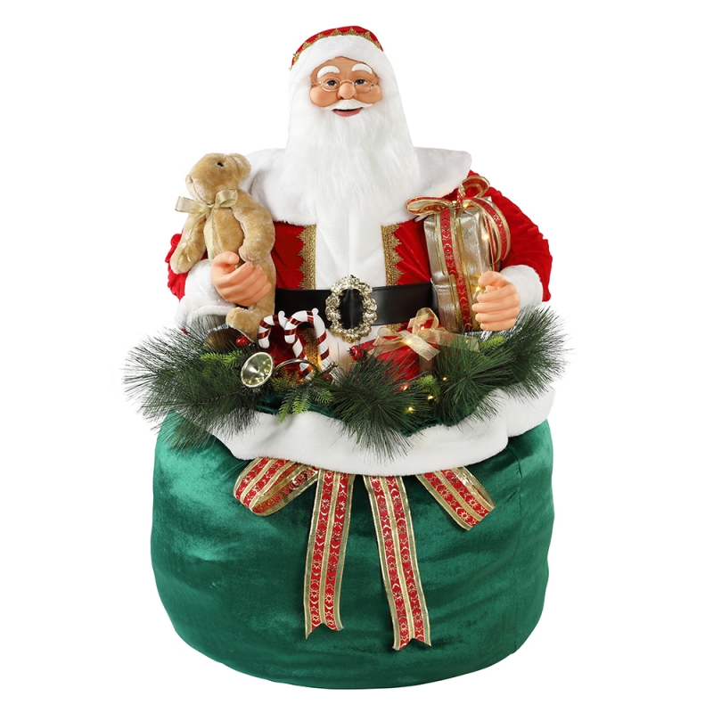 65/85/115cm Christmas Animated Santa Claus with Lighting Holiday Musical Ornament Decoration Figurine Collection Traditional