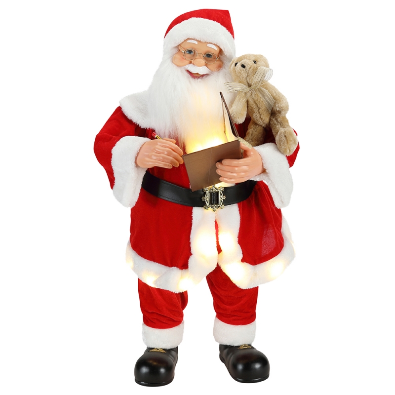 80cm Animated Christmas Writing Santa Claus with Lighting Musical Ornament Decoration Traditional  Holiday Figurine Collection