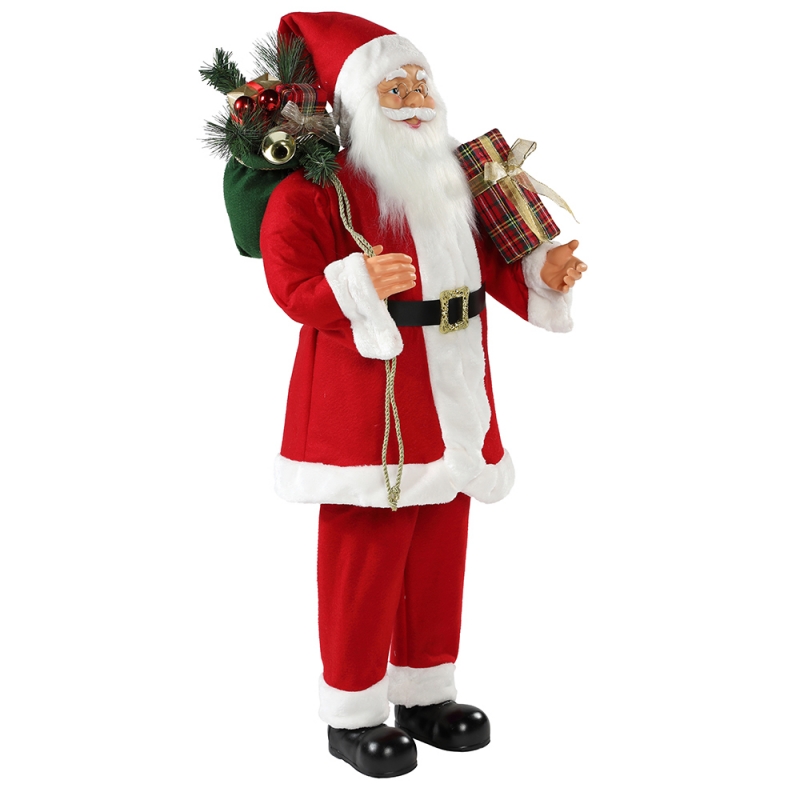 30~110cm Christmas Standing Santa Claus with Gift Bag Ornament Decoration Traditional  Figurine Collection Xmas  series